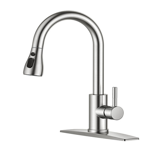 FORIOUS Kitchen Faucets with Pull Down Sprayer, Stainless Steel Kitchen Sink
