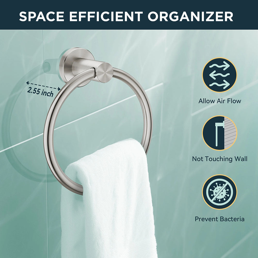 FORIOUS Towel Ring, SUS304 Stainless Steel Modern Hand Towel Holder Rack Hanger Round for Bathroom Wall Mounted, Ideal for Bath, Kitchen, RV (1, Chrome) FORIOUS Towel Ring, SUS304 Stainless Steel Modern Hand Towel Holder Rack Hanger Round for Bathroom Wall Mounted, Ideal for Bath, Kitchen, RV (1, Chrome)