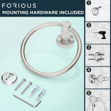 FORIOUS Towel Ring, SUS304 Stainless Steel Modern Hand Towel Holder Rack Hanger Round for Bathroom Wall Mounted, Ideal for Bath, Kitchen, RV (1, Chrome) FORIOUS Towel Ring, SUS304 Stainless Steel Modern Hand Towel Holder Rack Hanger Round for Bathroom Wall Mounted, Ideal for Bath, Kitchen, RV (1, Chrome)