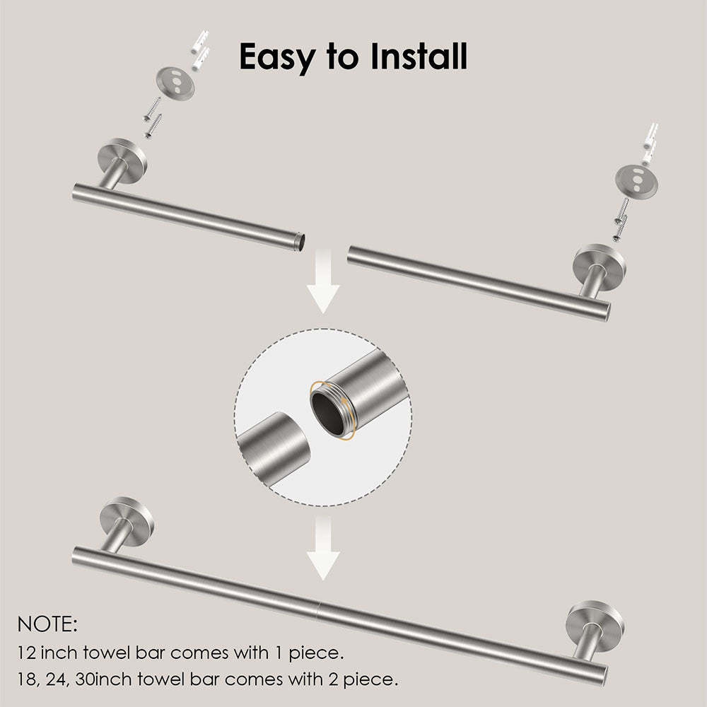 FORIOUS Towel Bar Wall Mounted, Stainless Steel Towel Racks for Bathroom, Includes Wall Mounting Hardware FORIOUS Towel Bar Wall Mounted, Stainless Steel Towel Racks for Bathroom, Includes Wall Mounting Hardware