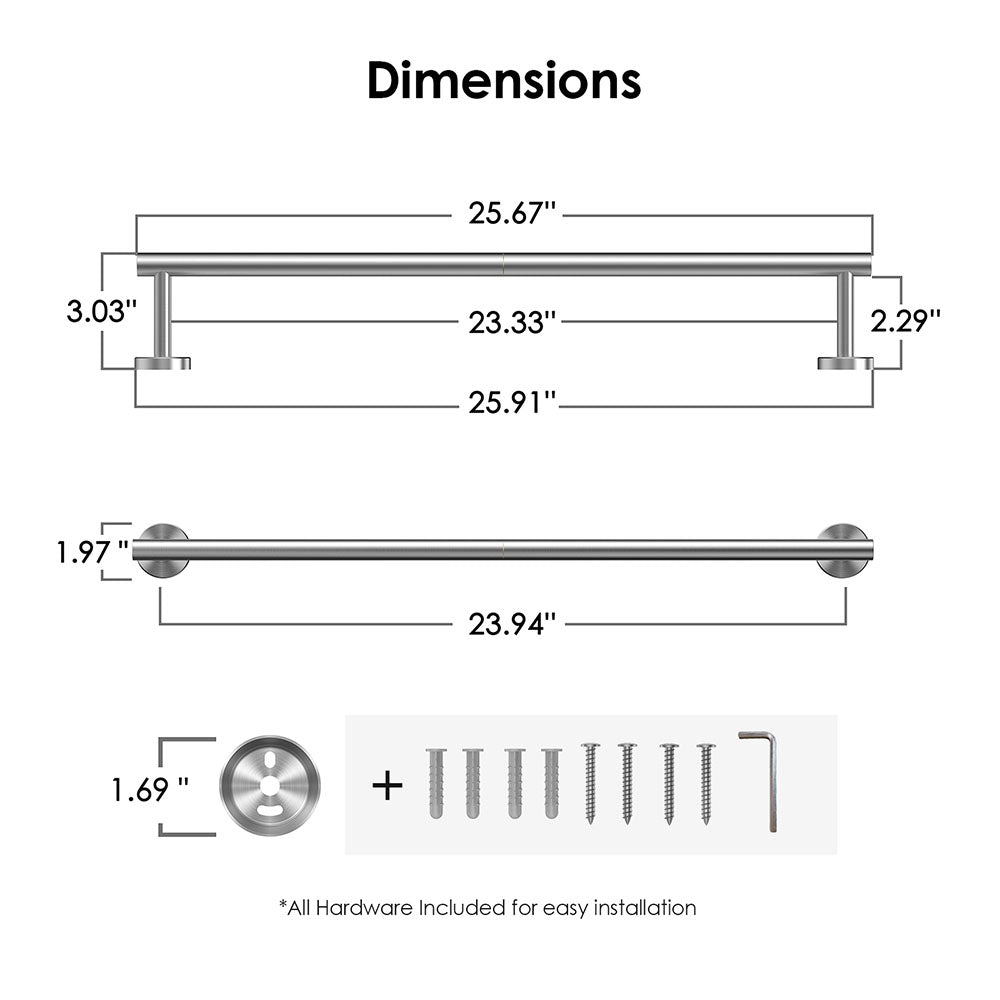 FORIOUS Towel Bar Wall Mounted, Stainless Steel Towel Racks for Bathroom, Includes Wall Mounting Hardware FORIOUS Towel Bar Wall Mounted, Stainless Steel Towel Racks for Bathroom, Includes Wall Mounting Hardware