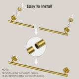 FORIOUS Towel Bar Wall Mounted, Stainless Steel Towel Racks for Bathroom, Includes Wall Mounting Hardware FORIOUS Towel Bar Wall Mounted, Stainless Steel Towel Racks for Bathroom, Includes Wall Mounting Hardware