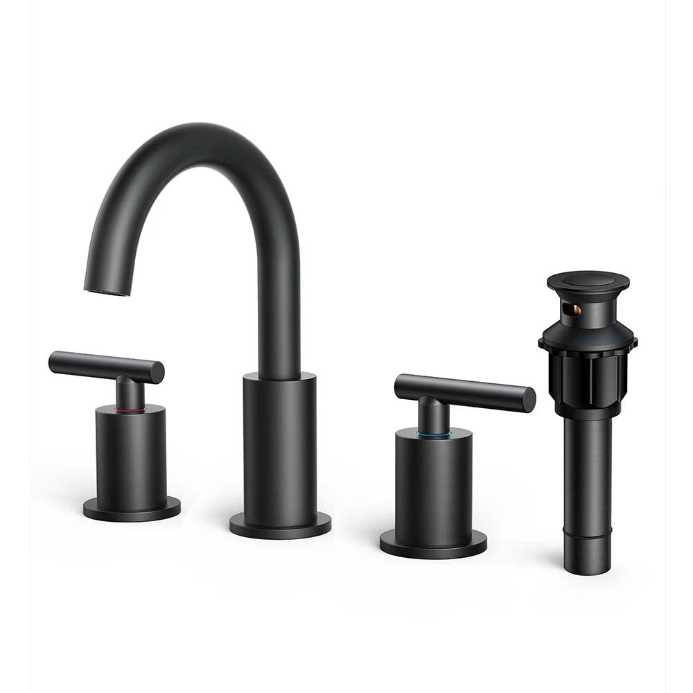 FORIOUS Bathroom Faucet 3 Hole, 8 Inch Widespread Bathroom Faucet with Metal Pop-up Drain Assembly FORIOUS Bathroom Faucet 3 Hole, 8 Inch Widespread Bathroom Faucet with Metal Pop-up Drain Assembly