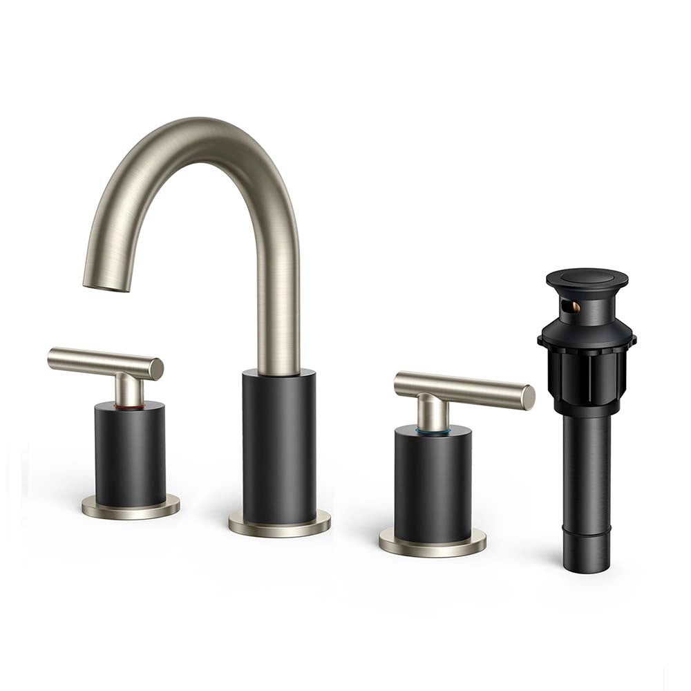 FORIOUS Bathroom Faucet 3 Hole, 8 Inch Widespread Bathroom Faucet with Metal Pop-up Drain Assembly FORIOUS Bathroom Faucet 3 Hole, 8 Inch Widespread Bathroom Faucet with Metal Pop-up Drain Assembly