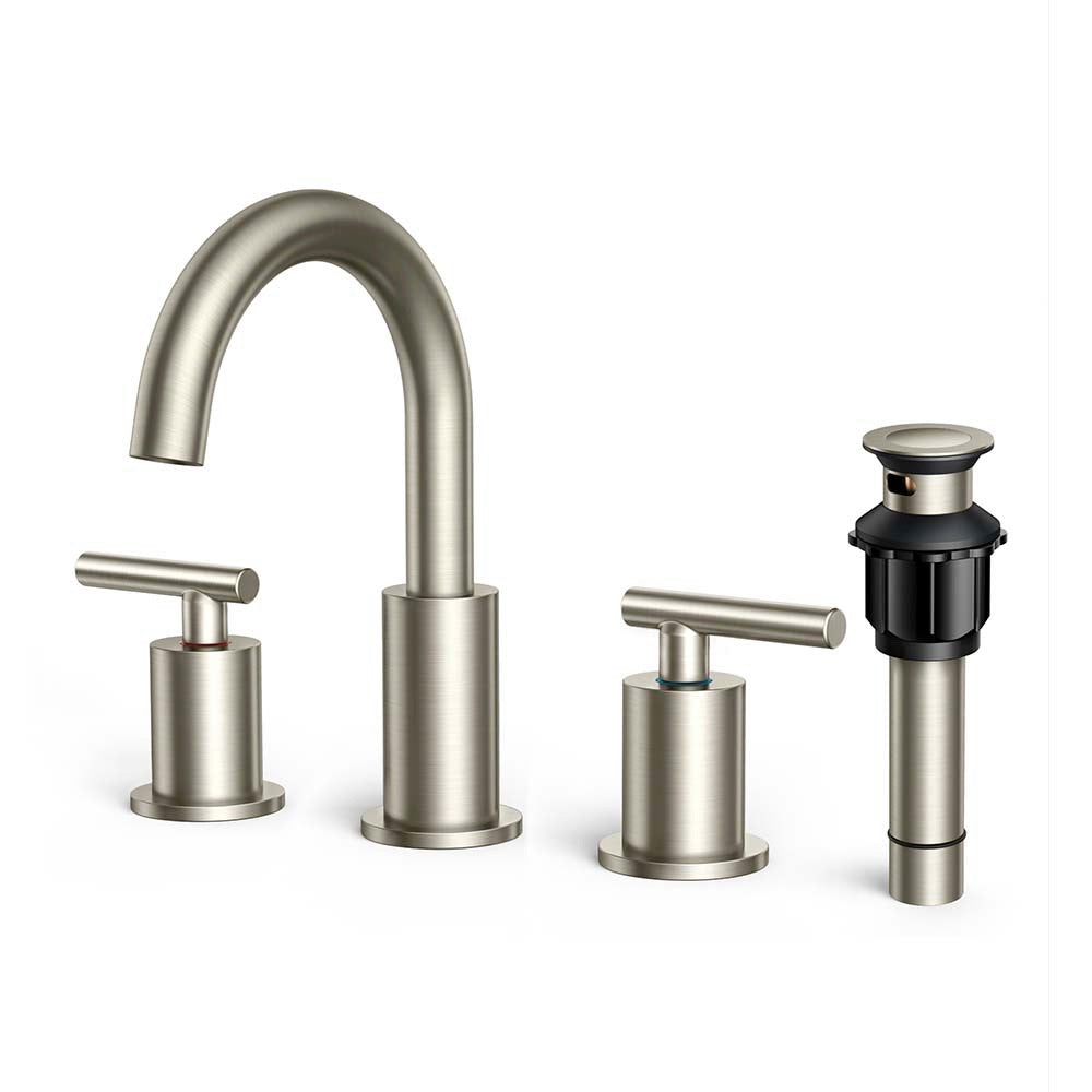 FORIOUS Bathroom Faucet 3 Hole, 8 Inch Widespread Bathroom Faucet with Metal Pop-up Drain Assembly FORIOUS Bathroom Faucet 3 Hole, 8 Inch Widespread Bathroom Faucet with Metal Pop-up Drain Assembly