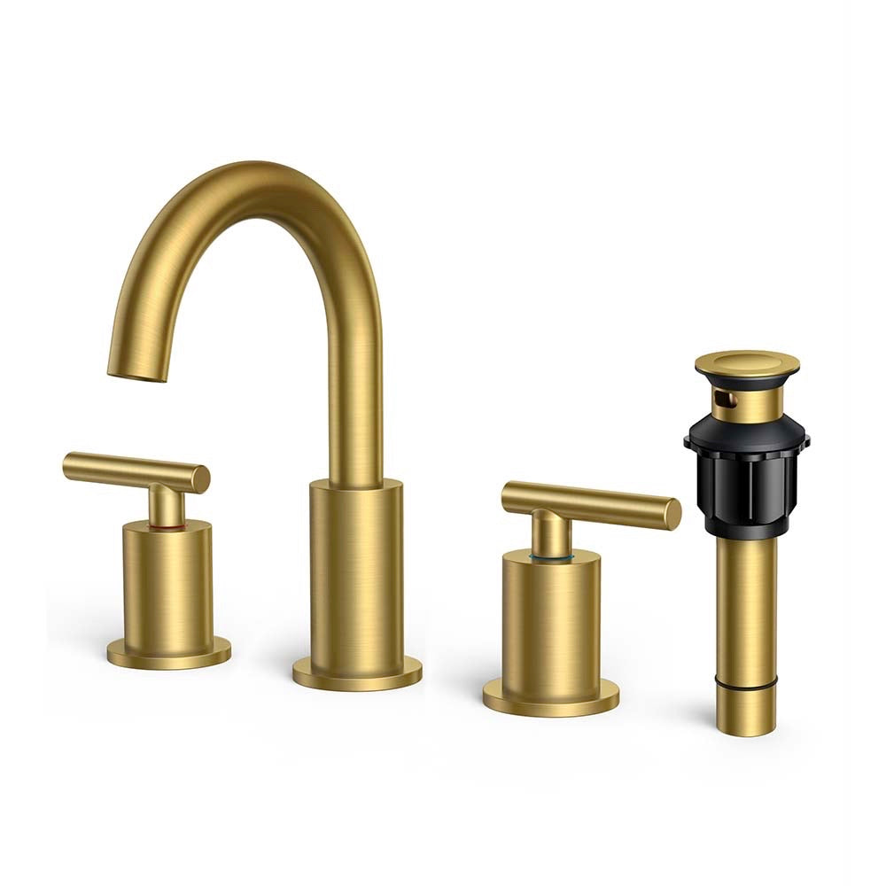 FORIOUS Bathroom Faucet 3 Hole, 8 Inch Widespread Bathroom Faucet with Metal Pop-up Drain Assembly FORIOUS Bathroom Faucet 3 Hole, 8 Inch Widespread Bathroom Faucet with Metal Pop-up Drain Assembly