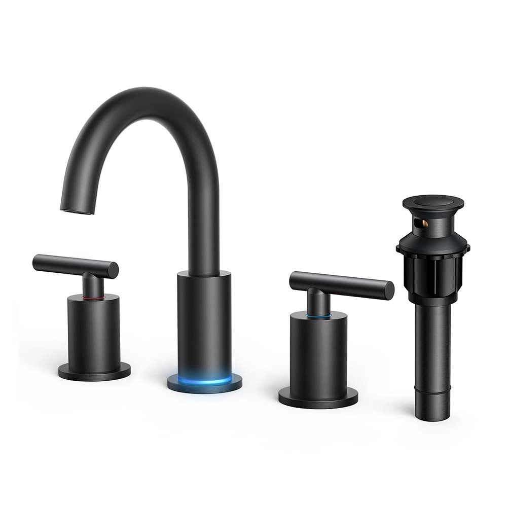 FORIOUS Bathroom Faucet 3 Hole, 8 Inch Widespread Bathroom Faucet with Metal Pop-up Drain Assembly FORIOUS Bathroom Faucet 3 Hole, 8 Inch Widespread Bathroom Faucet with Metal Pop-up Drain Assembly