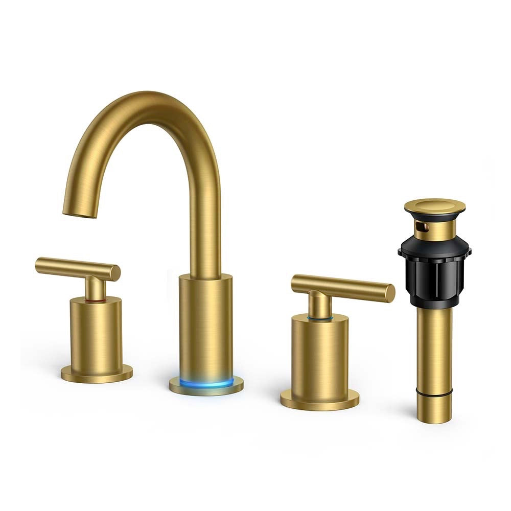 FORIOUS Bathroom Faucet 3 Hole, 8 Inch Widespread Bathroom Faucet with Metal Pop-up Drain Assembly FORIOUS Bathroom Faucet 3 Hole, 8 Inch Widespread Bathroom Faucet with Metal Pop-up Drain Assembly