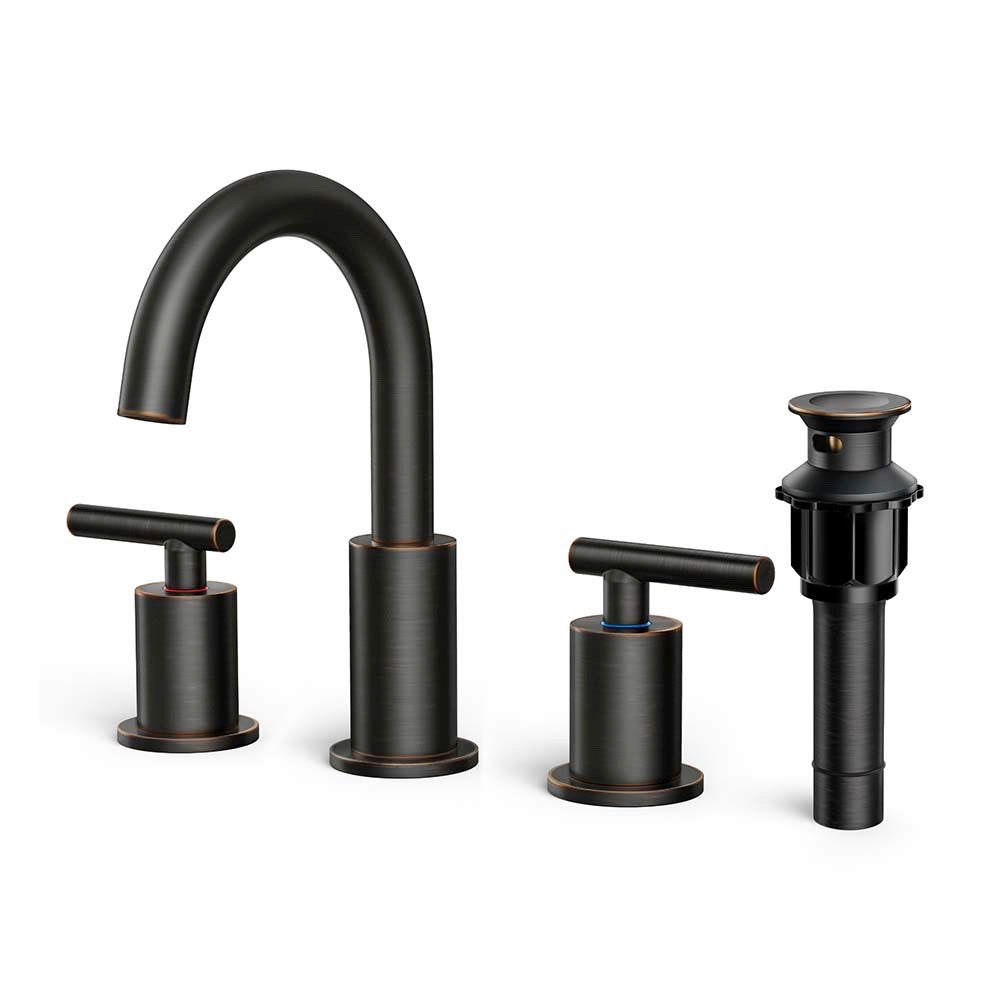 FORIOUS Bathroom Faucet 3 Hole, 8 Inch Widespread Bathroom Faucet with Metal Pop-up Drain Assembly FORIOUS Bathroom Faucet 3 Hole, 8 Inch Widespread Bathroom Faucet with Metal Pop-up Drain Assembly