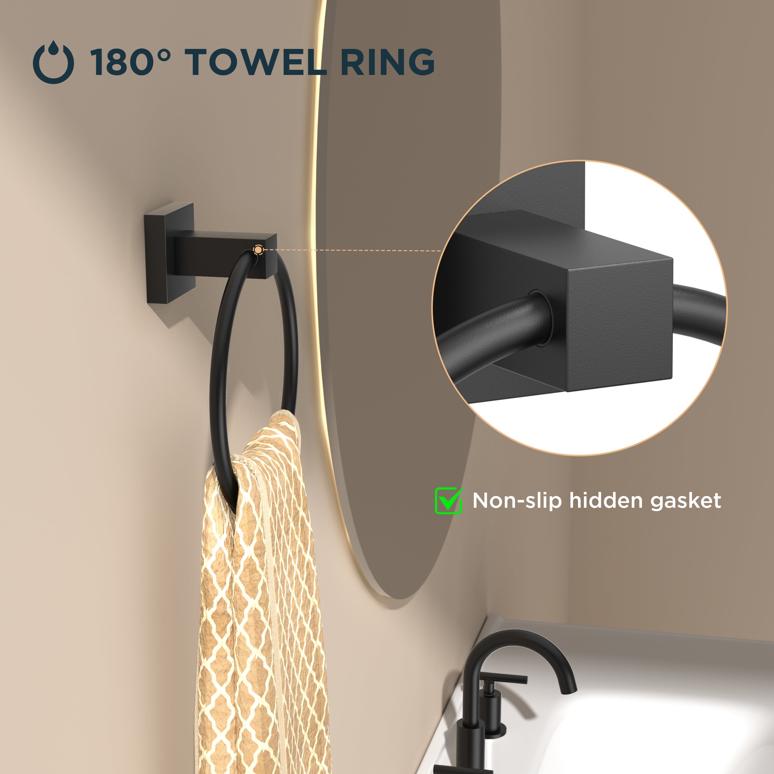 FORIOUS Toilet Paper Holder and Towel Ring Set, Pivoting Toilet Paper Holder Wall Mount, Sus304 Stainless Steel Bathroom Tissue Holder, Modern Bathroom Hardware Set FORIOUS Toilet Paper Holder and Towel Ring Set, Pivoting Toilet Paper Holder Wall Mount, Sus304 Stainless Steel Bathroom Tissue Holder, Modern Bathroom Hardware Set