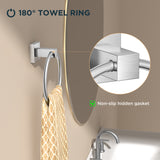 FORIOUS Toilet Paper Holder and Towel Ring Set, Pivoting Toilet Paper Holder Wall Mount, Sus304 Stainless Steel Bathroom Tissue Holder, Modern Bathroom Hardware Set FORIOUS Toilet Paper Holder and Towel Ring Set, Pivoting Toilet Paper Holder Wall Mount, Sus304 Stainless Steel Bathroom Tissue Holder, Modern Bathroom Hardware Set
