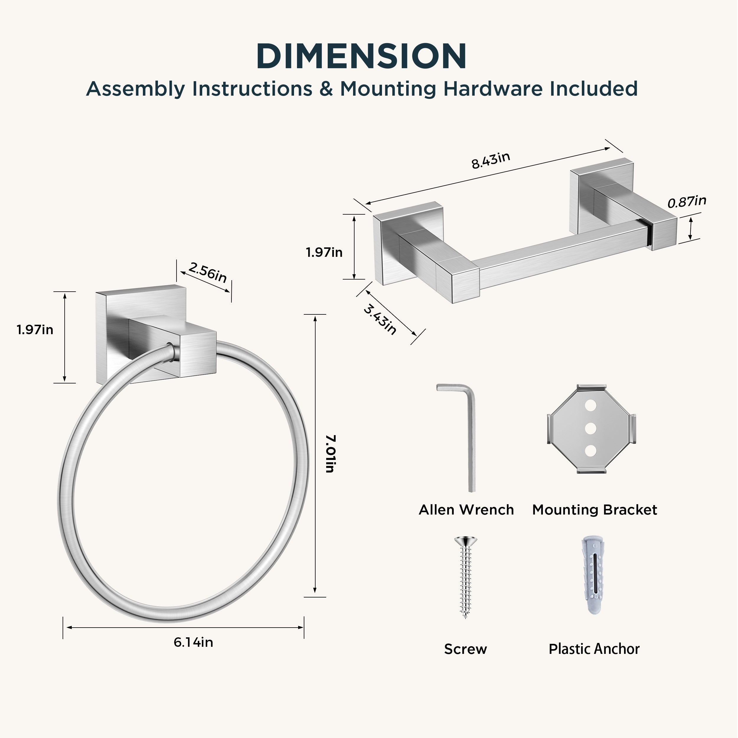 FORIOUS Toilet Paper Holder and Towel Ring Set, Pivoting Toilet Paper Holder Wall Mount, Sus304 Stainless Steel Bathroom Tissue Holder, Modern Bathroom Hardware Set FORIOUS Toilet Paper Holder and Towel Ring Set, Pivoting Toilet Paper Holder Wall Mount, Sus304 Stainless Steel Bathroom Tissue Holder, Modern Bathroom Hardware Set