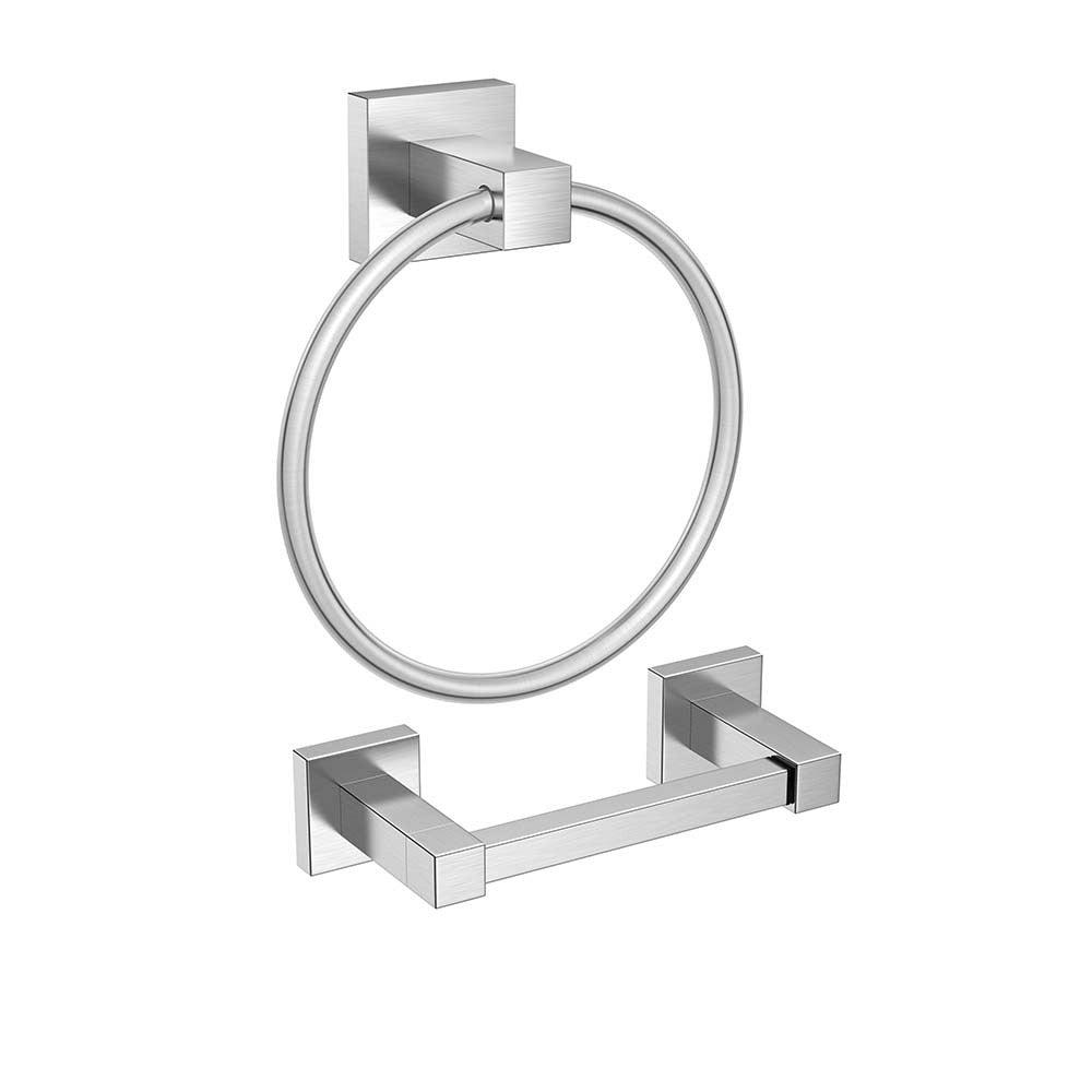 FORIOUS Toilet Paper Holder and Towel Ring Set, Pivoting Toilet Paper Holder Wall Mount, Sus304 Stainless Steel Bathroom Tissue Holder, Modern Bathroom Hardware Set FORIOUS Toilet Paper Holder and Towel Ring Set, Pivoting Toilet Paper Holder Wall Mount, Sus304 Stainless Steel Bathroom Tissue Holder, Modern Bathroom Hardware Set