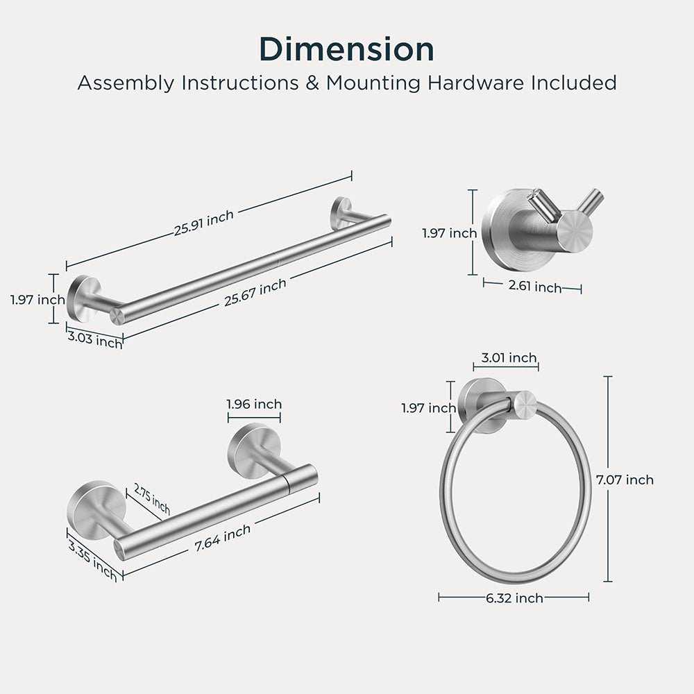 FORIOUS Bathroom Hardware Accessories Set Matte Black, SUS304 Stainless Steel 24 Inch Towel Bar Set, Modern Towel Racks Holder for Bathroom Wall Mounted, 4 Pieces FORIOUS Bathroom Hardware Accessories Set Matte Black, SUS304 Stainless Steel 24 Inch Towel Bar Set, Modern Towel Racks Holder for Bathroom Wall Mounted, 4 Pieces