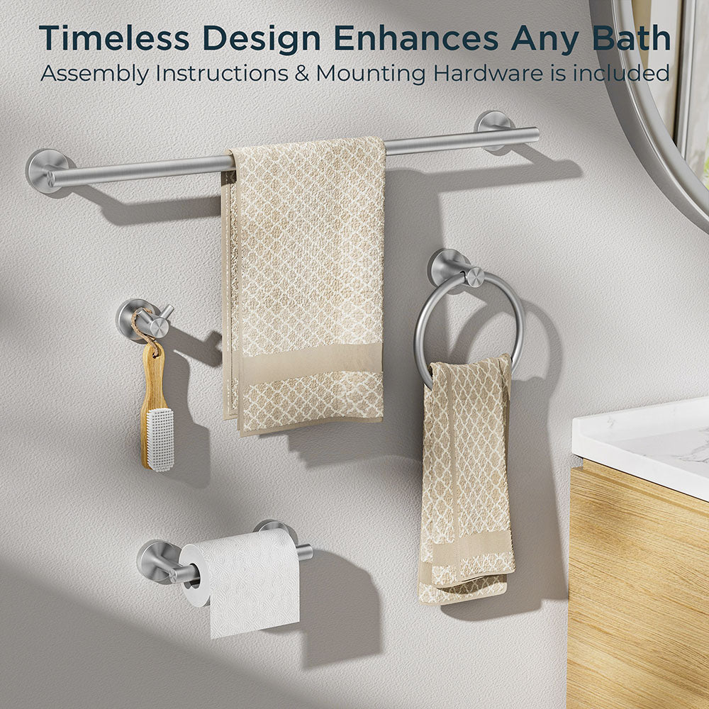 FORIOUS Bathroom Hardware Accessories Set Matte Black, SUS304 Stainless Steel 24 Inch Towel Bar Set, Modern Towel Racks Holder for Bathroom Wall Mounted, 4 Pieces FORIOUS Bathroom Hardware Accessories Set Matte Black, SUS304 Stainless Steel 24 Inch Towel Bar Set, Modern Towel Racks Holder for Bathroom Wall Mounted, 4 Pieces