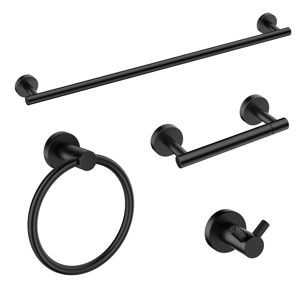 FORIOUS Bathroom Hardware Accessories Set Matte Black, SUS304 Stainless Steel 24 Inch Towel Bar Set, Modern Towel Racks Holder for Bathroom Wall Mounted, 4 Pieces FORIOUS Bathroom Hardware Accessories Set Matte Black, SUS304 Stainless Steel 24 Inch Towel Bar Set, Modern Towel Racks Holder for Bathroom Wall Mounted, 4 Pieces