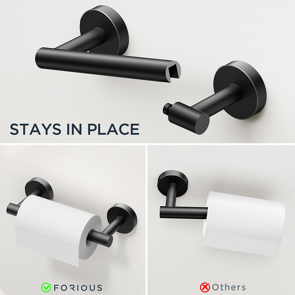 FORIOUS Bathroom Hardware Accessories Set Matte Black, SUS304 Stainless Steel 24 Inch Towel Bar Set, Modern Towel Racks Holder for Bathroom Wall Mounted, 4 Pieces FORIOUS Bathroom Hardware Accessories Set Matte Black, SUS304 Stainless Steel 24 Inch Towel Bar Set, Modern Towel Racks Holder for Bathroom Wall Mounted, 4 Pieces