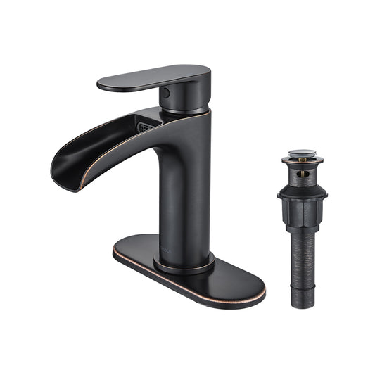 FORIOUS Vessel Sink Faucet Oil Rubbed Bronze 11" Tall Bathroom Faucet Single Handle Vanity Bathroom Sink Faucet 1 Hole Basin with Water Supply Hose and Metal Pop Up Drain