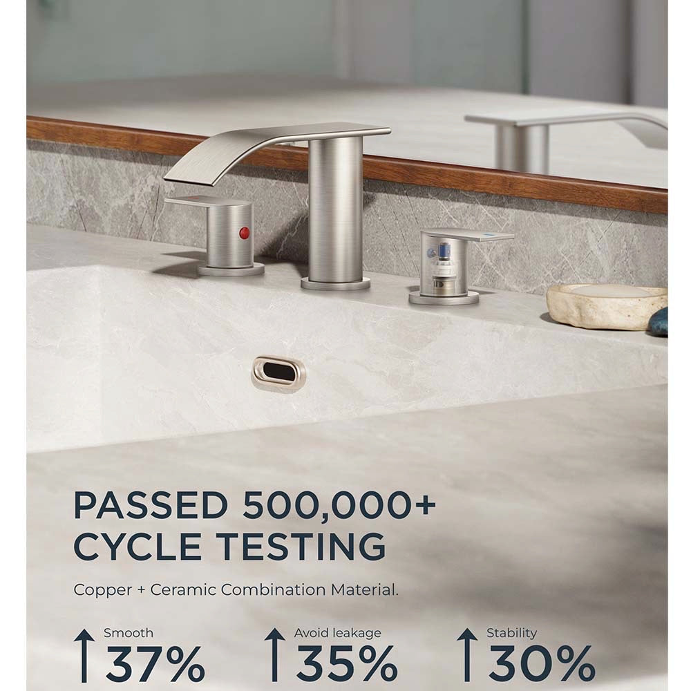 Waterfall Bathroom Faucets 3 Hole, 8 Inch Widespread Bathroom Sink Faucet with Pop-up Drain and Supply Lines, 2 Handle Faucet for Bathroom Sink Waterfall Bathroom Faucets 3 Hole, 8 Inch Widespread Bathroom Sink Faucet with Pop-up Drain and Supply Lines, 2 Handle Faucet for Bathroom Sink