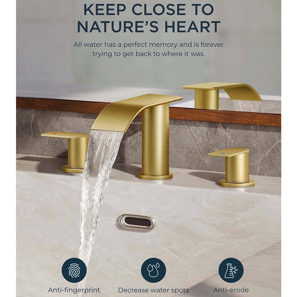 Waterfall Bathroom Faucets 3 Hole, 8 Inch Widespread Bathroom Sink Faucet with Pop-up Drain and Supply Lines, 2 Handle Faucet for Bathroom Sink Waterfall Bathroom Faucets 3 Hole, 8 Inch Widespread Bathroom Sink Faucet with Pop-up Drain and Supply Lines, 2 Handle Faucet for Bathroom Sink