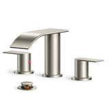 Waterfall Bathroom Faucets 3 Hole, 8 Inch Widespread Bathroom Sink Faucet with Pop-up Drain and Supply Lines, 2 Handle Faucet for Bathroom Sink Waterfall Bathroom Faucets 3 Hole, 8 Inch Widespread Bathroom Sink Faucet with Pop-up Drain and Supply Lines, 2 Handle Faucet for Bathroom Sink
