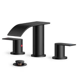 Waterfall Bathroom Faucets 3 Hole, 8 Inch Widespread Bathroom Sink Faucet with Pop-up Drain and Supply Lines, 2 Handle Faucet for Bathroom Sink Waterfall Bathroom Faucets 3 Hole, 8 Inch Widespread Bathroom Sink Faucet with Pop-up Drain and Supply Lines, 2 Handle Faucet for Bathroom Sink
