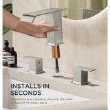 FORIOUS Matte Black Waterfall Bathroom Faucets 3 Hole, 8 Inch Widespread 2 Handles Bathroom Sink Faucet with Pop-up Drain and Flexible Hot and Cold Water Hoses, Suitable for Vanity RV Restroom FORIOUS Matte Black Waterfall Bathroom Faucets 3 Hole, 8 Inch Widespread 2 Handles Bathroom Sink Faucet with Pop-up Drain and Flexible Hot and Cold Water Hoses, Suitable for Vanity RV Restroom