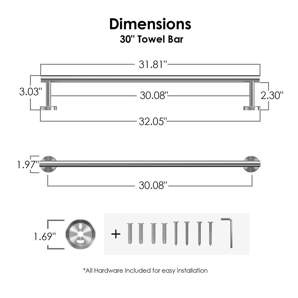 FORIOUS Towel Bar Wall Mounted, Stainless Steel Towel Racks for Bathroom, Includes Wall Mounting Hardware FORIOUS Towel Bar Wall Mounted, Stainless Steel Towel Racks for Bathroom, Includes Wall Mounting Hardware