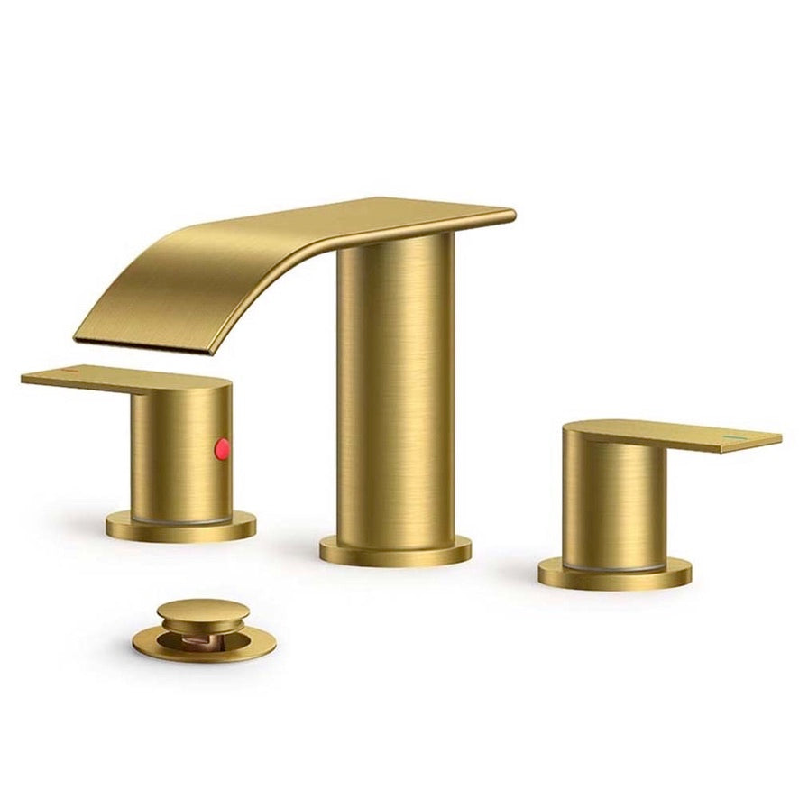 Waterfall Bathroom Faucets 3 Hole, 8 Inch Widespread Bathroom Sink Faucet with Pop-up Drain and Supply Lines, 2 Handle Faucet for Bathroom Sink Waterfall Bathroom Faucets 3 Hole, 8 Inch Widespread Bathroom Sink Faucet with Pop-up Drain and Supply Lines, 2 Handle Faucet for Bathroom Sink