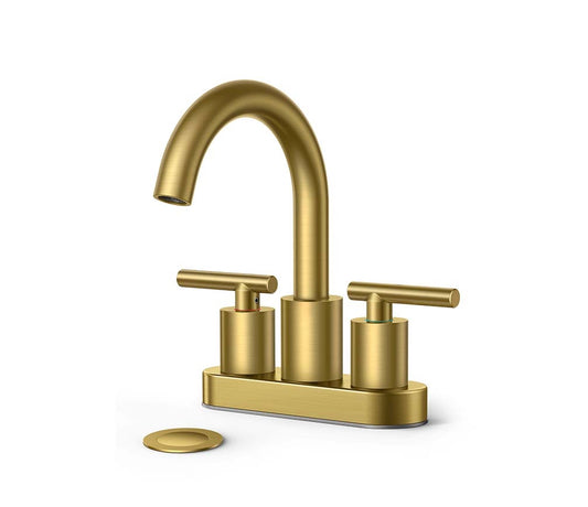 FORIOUS Bathroom Faucet 2 Hole, 4 Inch Centerset Bathroom Faucet wtih Metal Pop Up Dain and CUPC Supply Line, 2 Handle Sink Faucet Bathroom, Bathroom Faucet 3 Hole/2 Hole