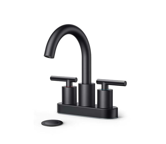 FORIOUS Bathroom Faucet 2 Hole, 4 Inch Centerset Bathroom Faucet wtih Metal Pop Up Dain and CUPC Supply Line, 2 Handle Sink Faucet Bathroom, Bathroom Faucet 3 Hole/2 Hole
