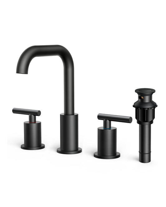 FORIOUS Bathroom Faucet 3 Hole 2 Handle 8 inch Widespread Bathroom Faucet ,Bathroom Sink Faucet with Drain and cUPC Supply Lines, 2 Handle Faucet for Bathroom Sink with 360°Swivel Spout
