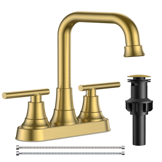 FROIOUS 4 Inch Bathroom Sink Faucet 2 Hole, Vanity Faucet with Pop-Up Drain, ADA Compliant Centerset Sink Faucet for Bathroom Vanity RV Powder Room