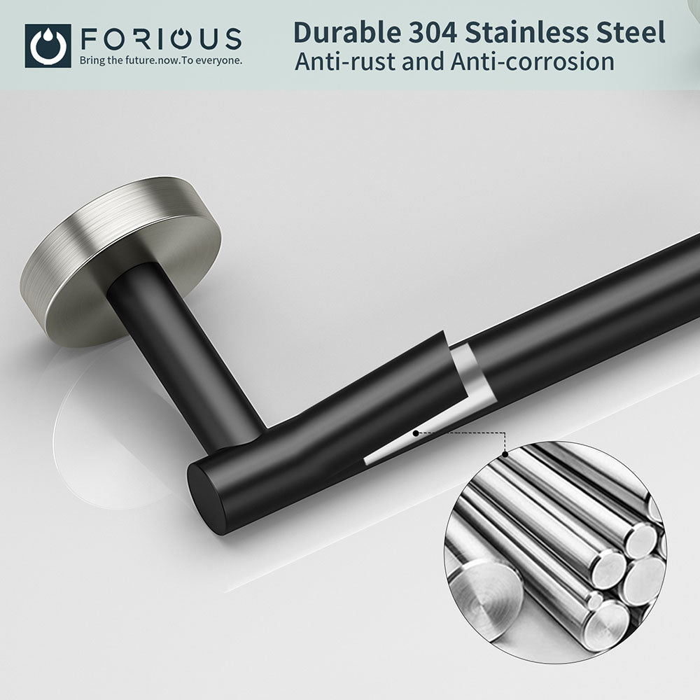 FORIOUS Black Toilet Paper Holder Wall Mount, Double Post Pivoting Bathroom Tissue Roll Holder, Stainless Steel Rustproof Wall Mounted Modern Commercial Toilet Paper Dispenser, Matte Black FORIOUS Black Toilet Paper Holder Wall Mount, Double Post Pivoting Bathroom Tissue Roll Holder, Stainless Steel Rustproof Wall Mounted Modern Commercial Toilet Paper Dispenser, Matte Black