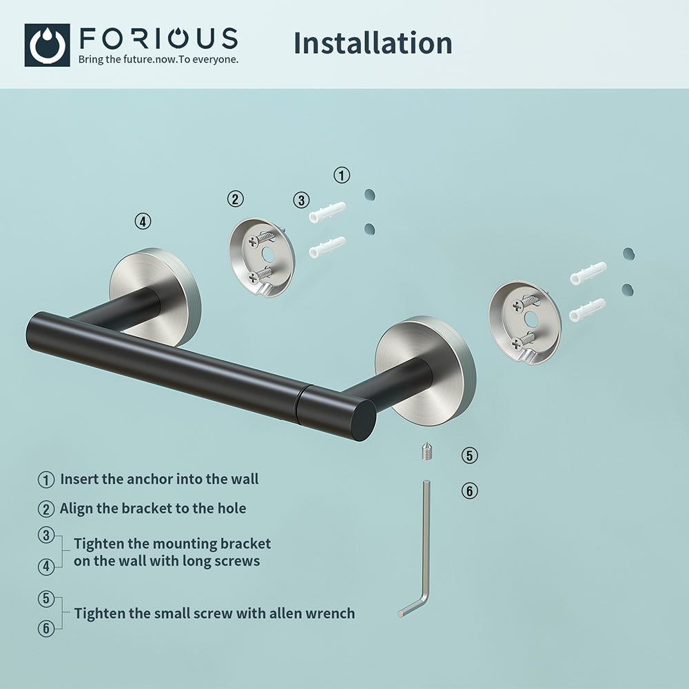 FORIOUS Black Toilet Paper Holder Wall Mount, Double Post Pivoting Bathroom Tissue Roll Holder, Stainless Steel Rustproof Wall Mounted Modern Commercial Toilet Paper Dispenser, Matte Black FORIOUS Black Toilet Paper Holder Wall Mount, Double Post Pivoting Bathroom Tissue Roll Holder, Stainless Steel Rustproof Wall Mounted Modern Commercial Toilet Paper Dispenser, Matte Black
