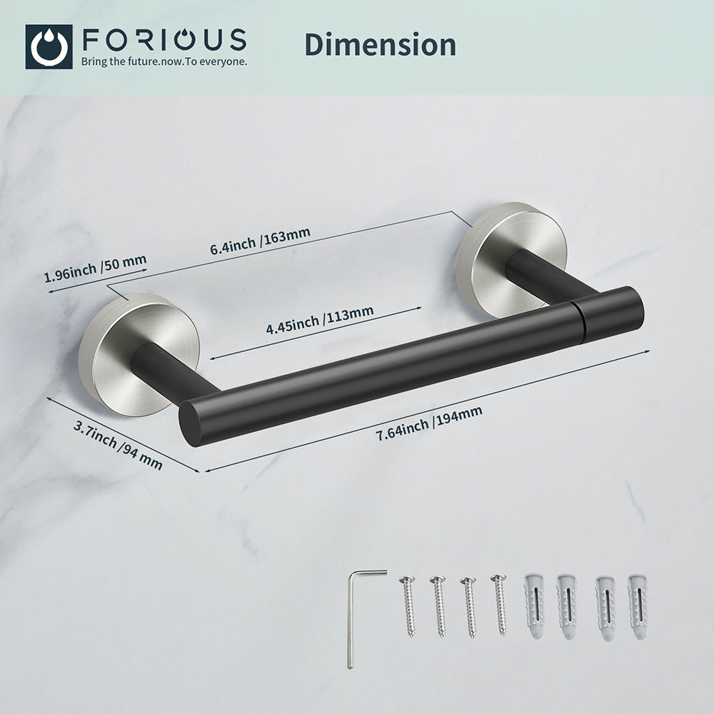 FORIOUS Black Toilet Paper Holder Wall Mount, Double Post Pivoting Bathroom Tissue Roll Holder, Stainless Steel Rustproof Wall Mounted Modern Commercial Toilet Paper Dispenser, Matte Black FORIOUS Black Toilet Paper Holder Wall Mount, Double Post Pivoting Bathroom Tissue Roll Holder, Stainless Steel Rustproof Wall Mounted Modern Commercial Toilet Paper Dispenser, Matte Black