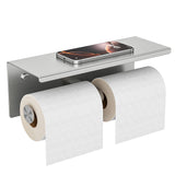 FORIOUS Double Toilet Paper Holder with Shelf, Wall Mount Tissue Roll Holder for Bathroom, 304 Stainless Steel Commercial Toilet Paper Dispenser with Phone Shelf, Brushed Nickel FORIOUS Double Toilet Paper Holder with Shelf, Wall Mount Tissue Roll Holder for Bathroom, 304 Stainless Steel Commercial Toilet Paper Dispenser with Phone Shelf, Brushed Nickel