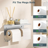 FORIOUS Double Toilet Paper Holder with Shelf, Wall Mount Tissue Roll Holder for Bathroom, 304 Stainless Steel Commercial Toilet Paper Dispenser with Phone Shelf, Brushed Nickel FORIOUS Double Toilet Paper Holder with Shelf, Wall Mount Tissue Roll Holder for Bathroom, 304 Stainless Steel Commercial Toilet Paper Dispenser with Phone Shelf, Brushed Nickel
