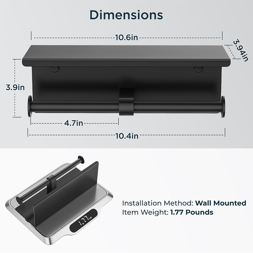 FORIOUS Double Toilet Paper Holder with Shelf, Wall Mount Tissue Roll Holder for Bathroom, 304 Stainless Steel Commercial Toilet Paper Dispenser with Phone Shelf, Brushed Nickel FORIOUS Double Toilet Paper Holder with Shelf, Wall Mount Tissue Roll Holder for Bathroom, 304 Stainless Steel Commercial Toilet Paper Dispenser with Phone Shelf, Brushed Nickel