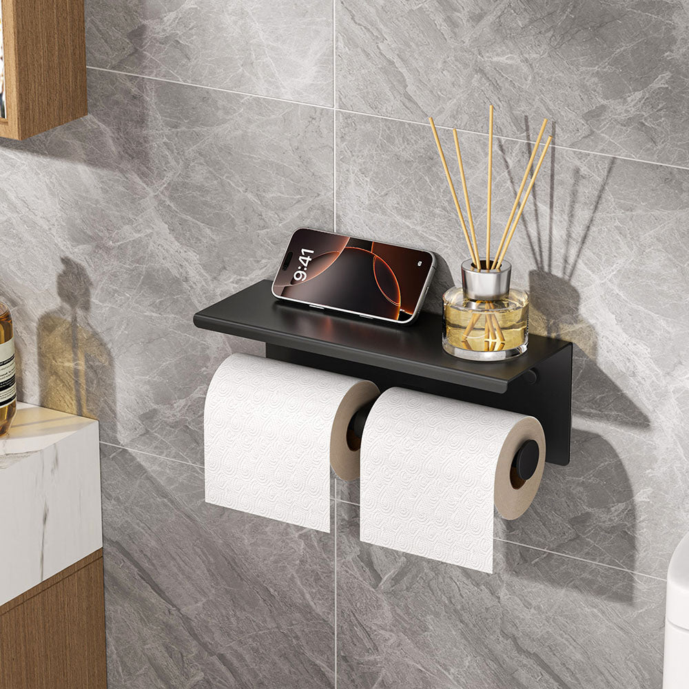 FORIOUS Double Toilet Paper Holder with Shelf, Wall Mount Tissue Roll Holder for Bathroom, 304 Stainless Steel Commercial Toilet Paper Dispenser with Phone Shelf, Brushed Nickel FORIOUS Double Toilet Paper Holder with Shelf, Wall Mount Tissue Roll Holder for Bathroom, 304 Stainless Steel Commercial Toilet Paper Dispenser with Phone Shelf, Brushed Nickel