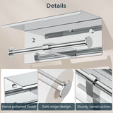 FORIOUS Double Toilet Paper Holder with Shelf, Wall Mount Tissue Roll Holder for Bathroom, 304 Stainless Steel Commercial Toilet Paper Dispenser with Phone Shelf, Brushed Nickel FORIOUS Double Toilet Paper Holder with Shelf, Wall Mount Tissue Roll Holder for Bathroom, 304 Stainless Steel Commercial Toilet Paper Dispenser with Phone Shelf, Brushed Nickel