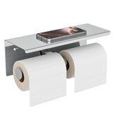 FORIOUS Double Toilet Paper Holder with Shelf, Wall Mount Tissue Roll Holder for Bathroom, 304 Stainless Steel Commercial Toilet Paper Dispenser with Phone Shelf, Brushed Nickel FORIOUS Double Toilet Paper Holder with Shelf, Wall Mount Tissue Roll Holder for Bathroom, 304 Stainless Steel Commercial Toilet Paper Dispenser with Phone Shelf, Brushed Nickel