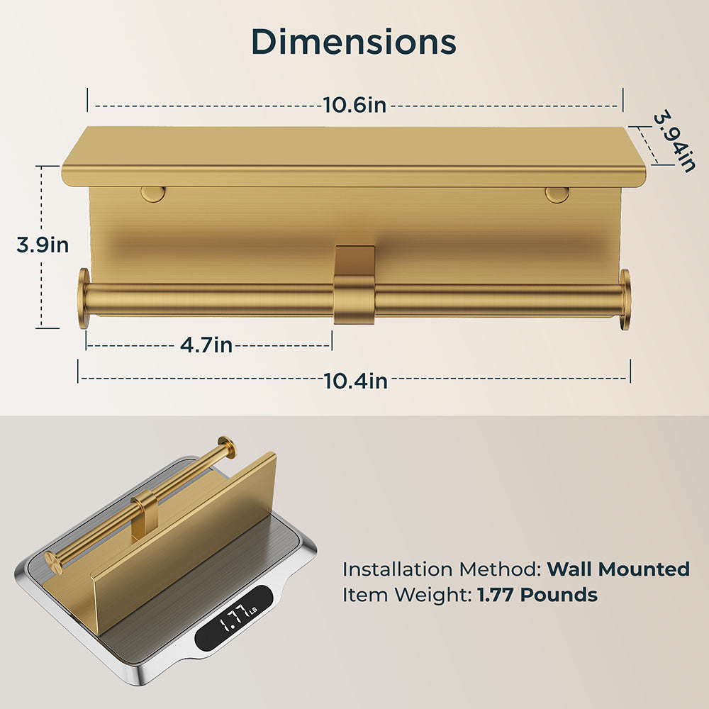 FORIOUS Double Toilet Paper Holder with Shelf, Wall Mount Tissue Roll Holder for Bathroom, 304 Stainless Steel Commercial Toilet Paper Dispenser with Phone Shelf, Brushed Nickel FORIOUS Double Toilet Paper Holder with Shelf, Wall Mount Tissue Roll Holder for Bathroom, 304 Stainless Steel Commercial Toilet Paper Dispenser with Phone Shelf, Brushed Nickel