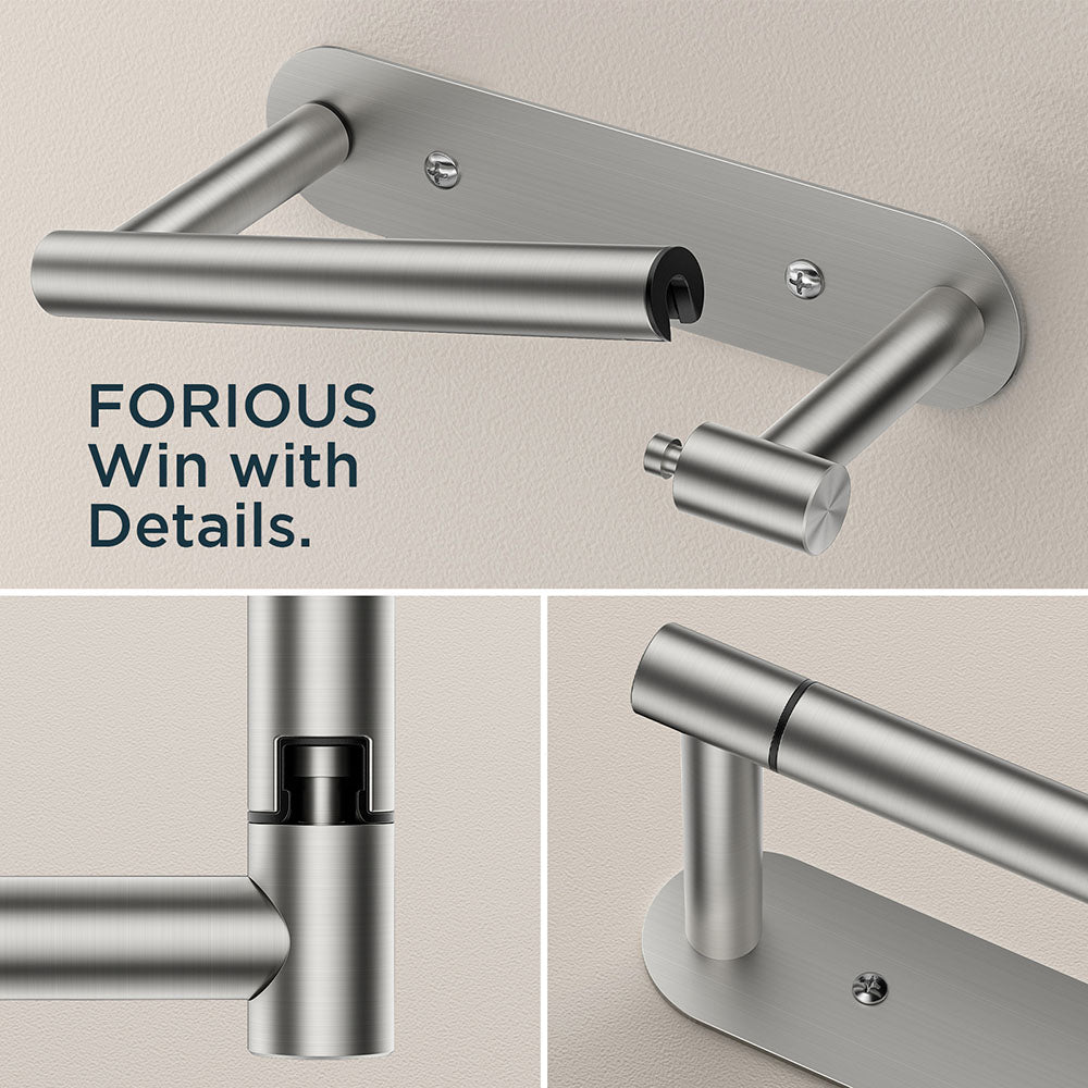 FORIOUS Toilet Paper Holder, Adhesive or Screw Wall Mount Pivoting Tissue Roll Holder for Bathroom, Stainless Steel Rustproof Self Adhesive Toilet Paper Roll Holder no Drilling, Matte Black FORIOUS Toilet Paper Holder, Adhesive or Screw Wall Mount Pivoting Tissue Roll Holder for Bathroom, Stainless Steel Rustproof Self Adhesive Toilet Paper Roll Holder no Drilling, Matte Black