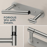FORIOUS Toilet Paper Holder, Adhesive or Screw Wall Mount Pivoting Tissue Roll Holder for Bathroom, Stainless Steel Rustproof Self Adhesive Toilet Paper Roll Holder no Drilling, Matte Black FORIOUS Toilet Paper Holder, Adhesive or Screw Wall Mount Pivoting Tissue Roll Holder for Bathroom, Stainless Steel Rustproof Self Adhesive Toilet Paper Roll Holder no Drilling, Matte Black