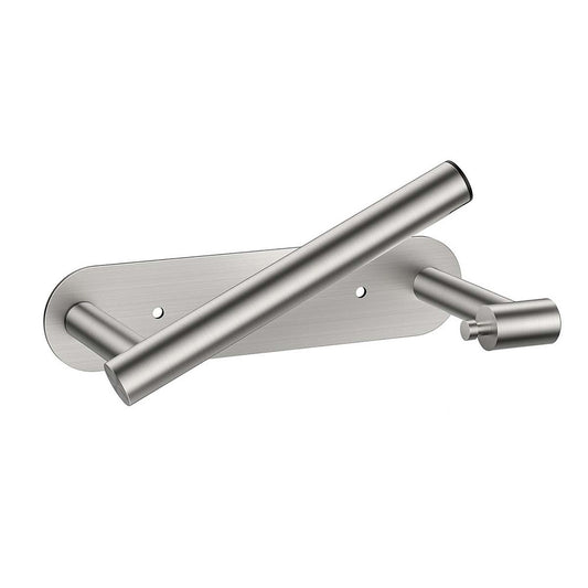 FORIOUS Toilet Paper Holder, Adhesive or Screw Wall Mount Pivoting Tissue Roll Holder for Bathroom, Stainless Steel Rustproof Self Adhesive Toilet Paper Roll Holder no Drilling, Matte Black