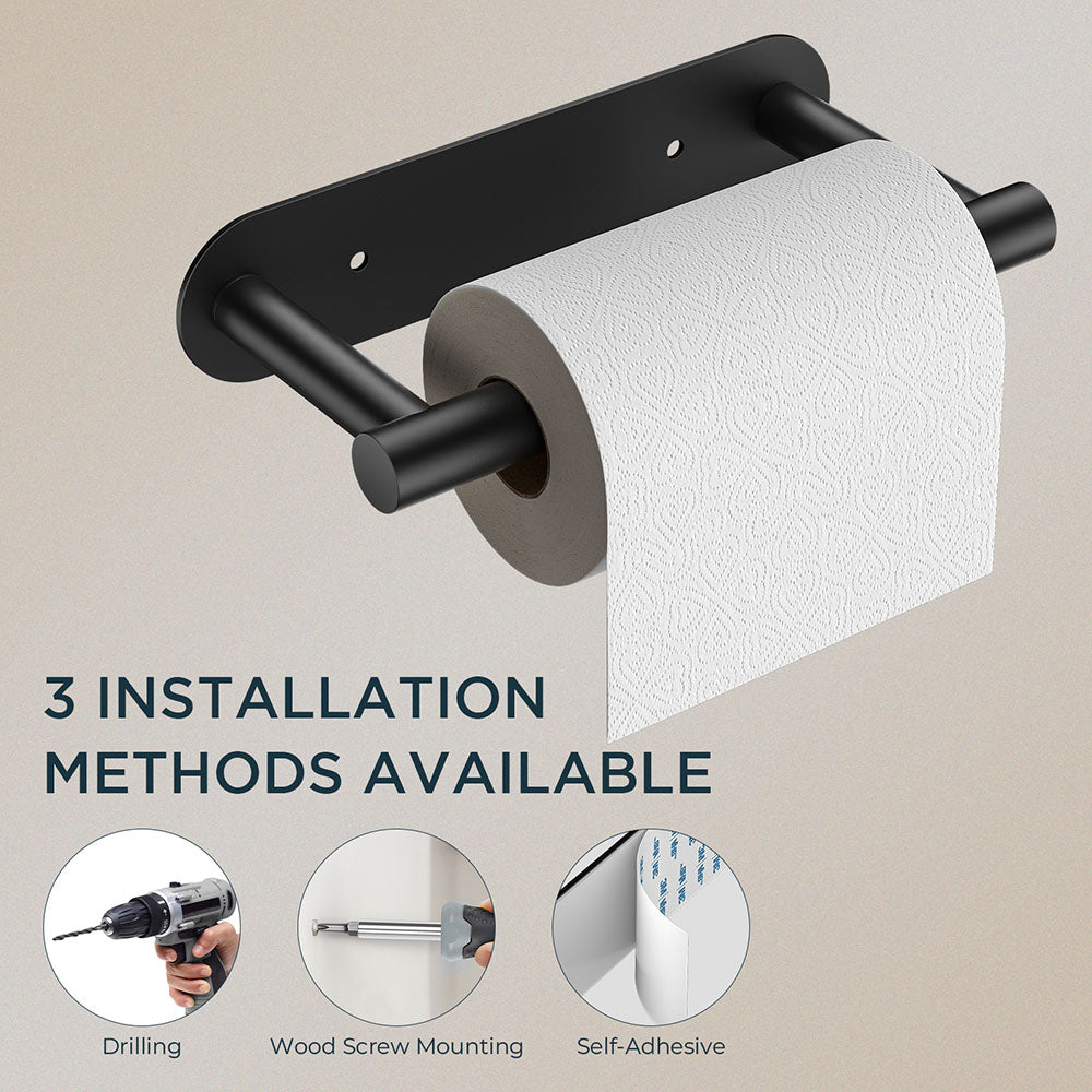 FORIOUS Toilet Paper Holder, Adhesive or Screw Wall Mount Pivoting Tissue Roll Holder for Bathroom, Stainless Steel Rustproof Self Adhesive Toilet Paper Roll Holder no Drilling, Matte Black FORIOUS Toilet Paper Holder, Adhesive or Screw Wall Mount Pivoting Tissue Roll Holder for Bathroom, Stainless Steel Rustproof Self Adhesive Toilet Paper Roll Holder no Drilling, Matte Black