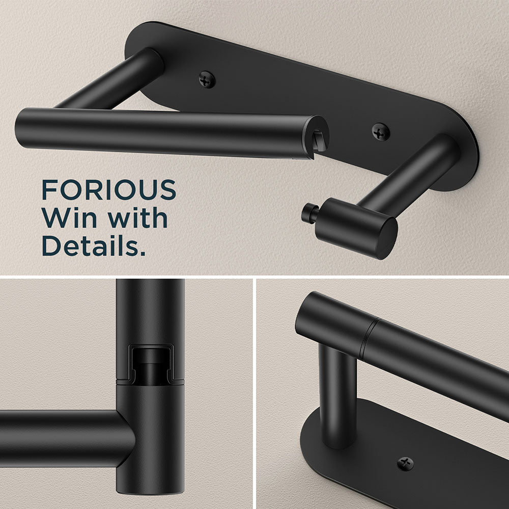 FORIOUS Toilet Paper Holder, Adhesive or Screw Wall Mount Pivoting Tissue Roll Holder for Bathroom, Stainless Steel Rustproof Self Adhesive Toilet Paper Roll Holder no Drilling, Matte Black FORIOUS Toilet Paper Holder, Adhesive or Screw Wall Mount Pivoting Tissue Roll Holder for Bathroom, Stainless Steel Rustproof Self Adhesive Toilet Paper Roll Holder no Drilling, Matte Black