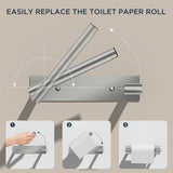 FORIOUS Black Toilet Paper Holder, Adhesive or Wall Mounted Options, Stainless Steel Rustproof Stick on no Drilling Double Post Pivoting Toilet Tissue Roll Holder Wall Mount for Bathroom, Matte Black FORIOUS Black Toilet Paper Holder, Adhesive or Wall Mounted Options, Stainless Steel Rustproof Stick on no Drilling Double Post Pivoting Toilet Tissue Roll Holder Wall Mount for Bathroom, Matte Black