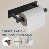 FORIOUS Black Toilet Paper Holder, Adhesive or Wall Mounted Options, Stainless Steel Rustproof Stick on no Drilling Double Post Pivoting Toilet Tissue Roll Holder Wall Mount for Bathroom, Matte Black FORIOUS Black Toilet Paper Holder, Adhesive or Wall Mounted Options, Stainless Steel Rustproof Stick on no Drilling Double Post Pivoting Toilet Tissue Roll Holder Wall Mount for Bathroom, Matte Black